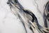 Blue and Beige Tie Dye Knit Jersey Trim Spaghetti Straps Hollow Tube Tubular Trim 10 yards